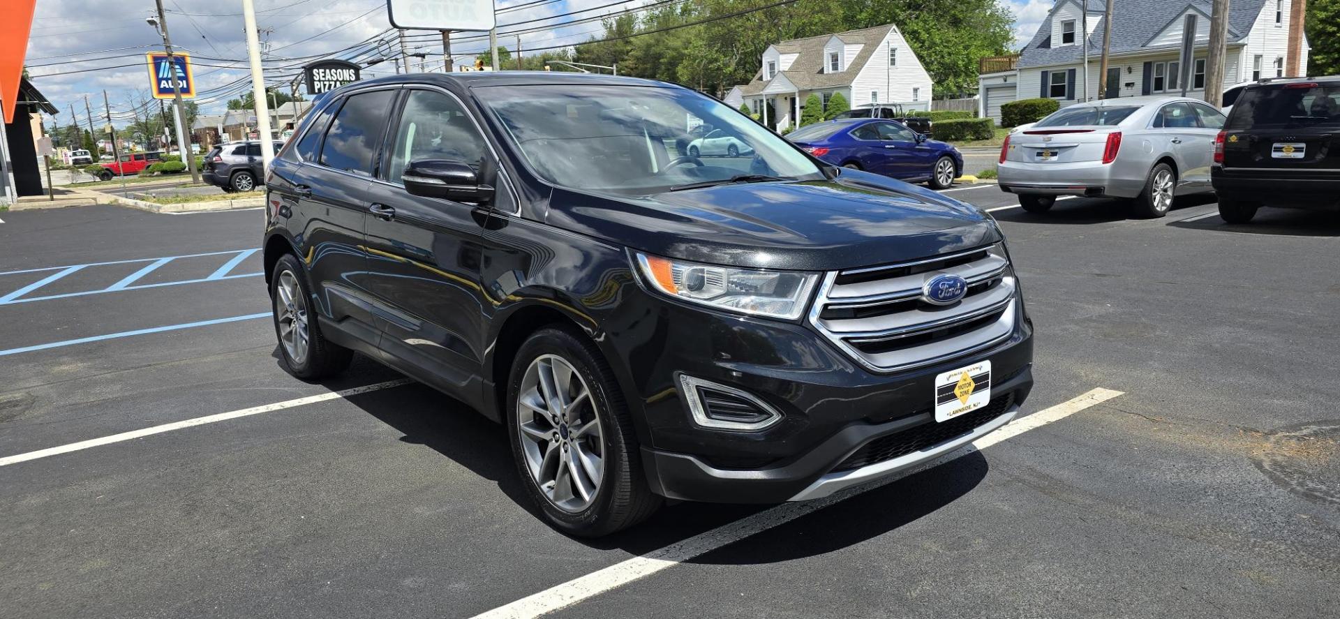 2015 Black /Saddle Ford Edge Titanium AWD (2FMTK4K82FB) with an 3.5L V6 DOHC 24V engine, 6-Speed Automatic transmission, located at 1010 N White Horse Pike, Stratford, NJ, 08084, (856) 262-9500, 39.838921, -75.011497 - Photo#1