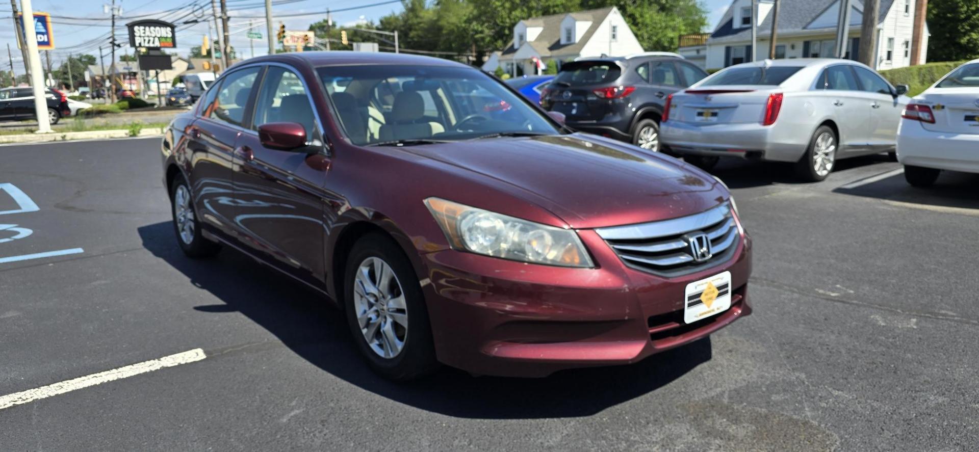 2011 Maroon /Tan Honda Accord LX-P Sedan AT (1HGCP2F44BA) with an 2.4L L4 DOHC 16V engine, 5-Speed Automatic transmission, located at 1010 N White Horse Pike, Stratford, NJ, 08084, (856) 262-9500, 39.838921, -75.011497 - Photo#1
