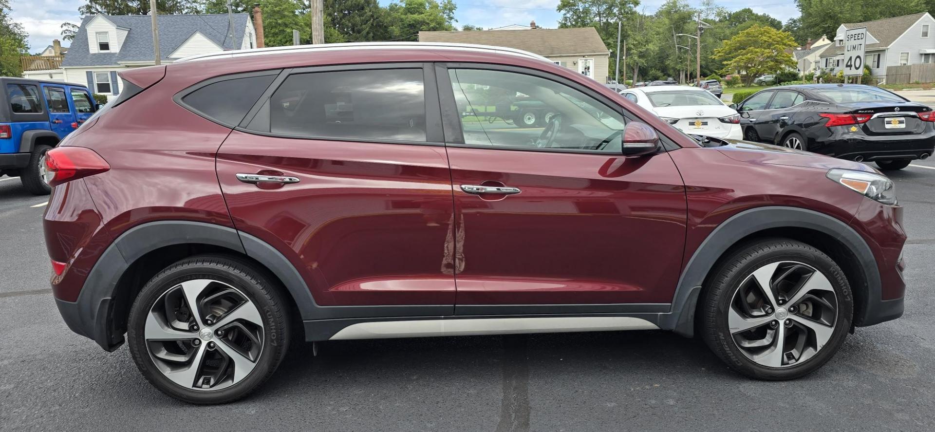 2017 Maroon /Tan Hyundai Tucson Eco AWD (KM8J3CA27HU) with an 1.6L L4 DOHC 16V engine, 7A transmission, located at 1010 N White Horse Pike, Stratford, NJ, 08084, (856) 262-9500, 39.838921, -75.011497 - Photo#4