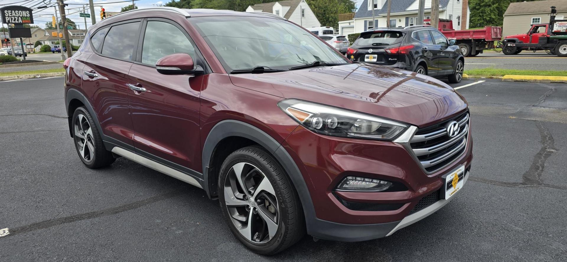 2017 Maroon /Tan Hyundai Tucson Eco AWD (KM8J3CA27HU) with an 1.6L L4 DOHC 16V engine, 7A transmission, located at 1010 N White Horse Pike, Stratford, NJ, 08084, (856) 262-9500, 39.838921, -75.011497 - Photo#1