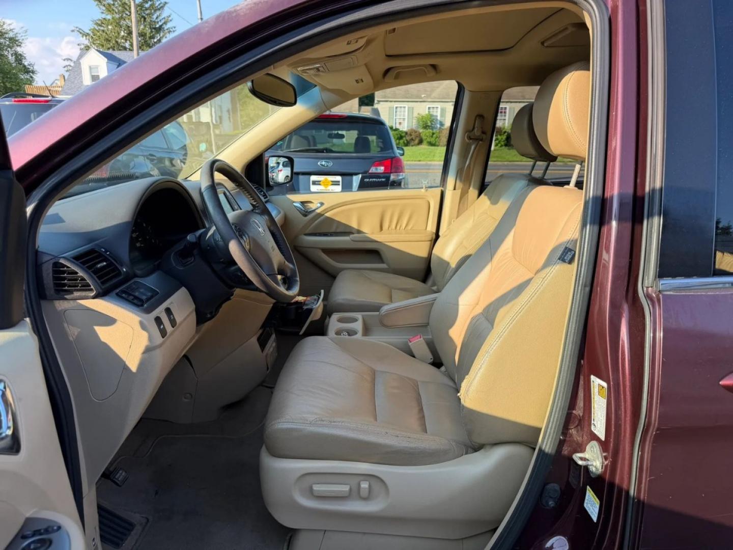 2010 Maroon /Beige Honda Odyssey EX-L w/ DVD (5FNRL3H79AB) with an 3.5L V6 SOHC 24V engine, 5A transmission, located at 1010 N White Horse Pike, Stratford, NJ, 08084, (856) 262-9500, 39.838921, -75.011497- Photo#5