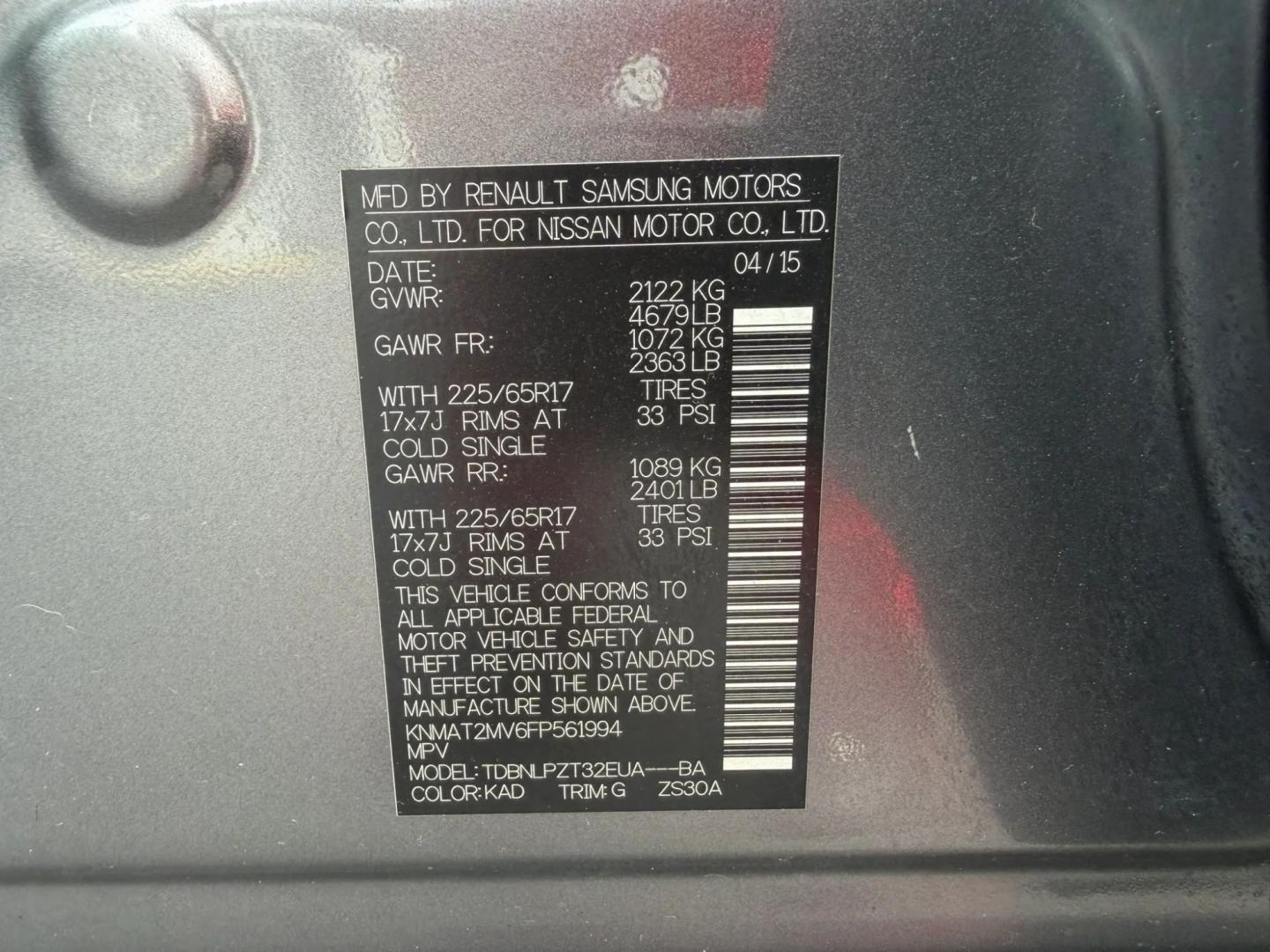 2015 Nissan Rogue S AWD (KNMAT2MV6FP) with an 2.5L L4 DOHC 16V engine, CVT transmission, located at 1010 N White Horse Pike, Stratford, NJ, 08084, (856) 262-9500, 39.838921, -75.011497- Photo#16