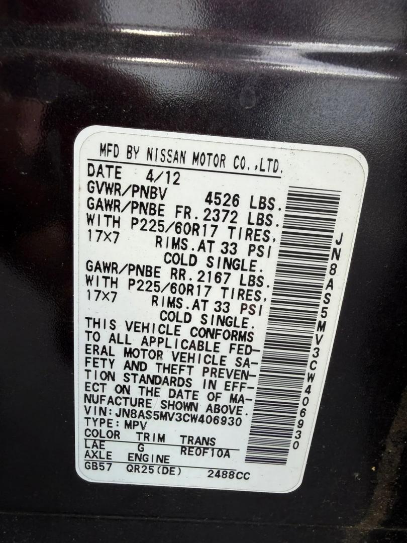 2012 Nissan Rogue S AWD (JN8AS5MV3CW) with an 2.5L L4 DOHC 16V engine, Continuously Variable Transmission transmission, located at 1010 N White Horse Pike, Stratford, NJ, 08084, (856) 262-9500, 39.838921, -75.011497- Photo#14